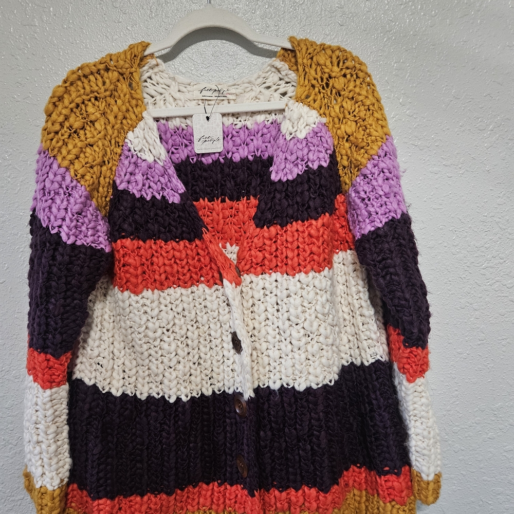 Free People Colorful Chunky Knit Cardigan - Picture 2 of 9
